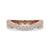 Curved wedding band in rose gold with round cut diamonds.
