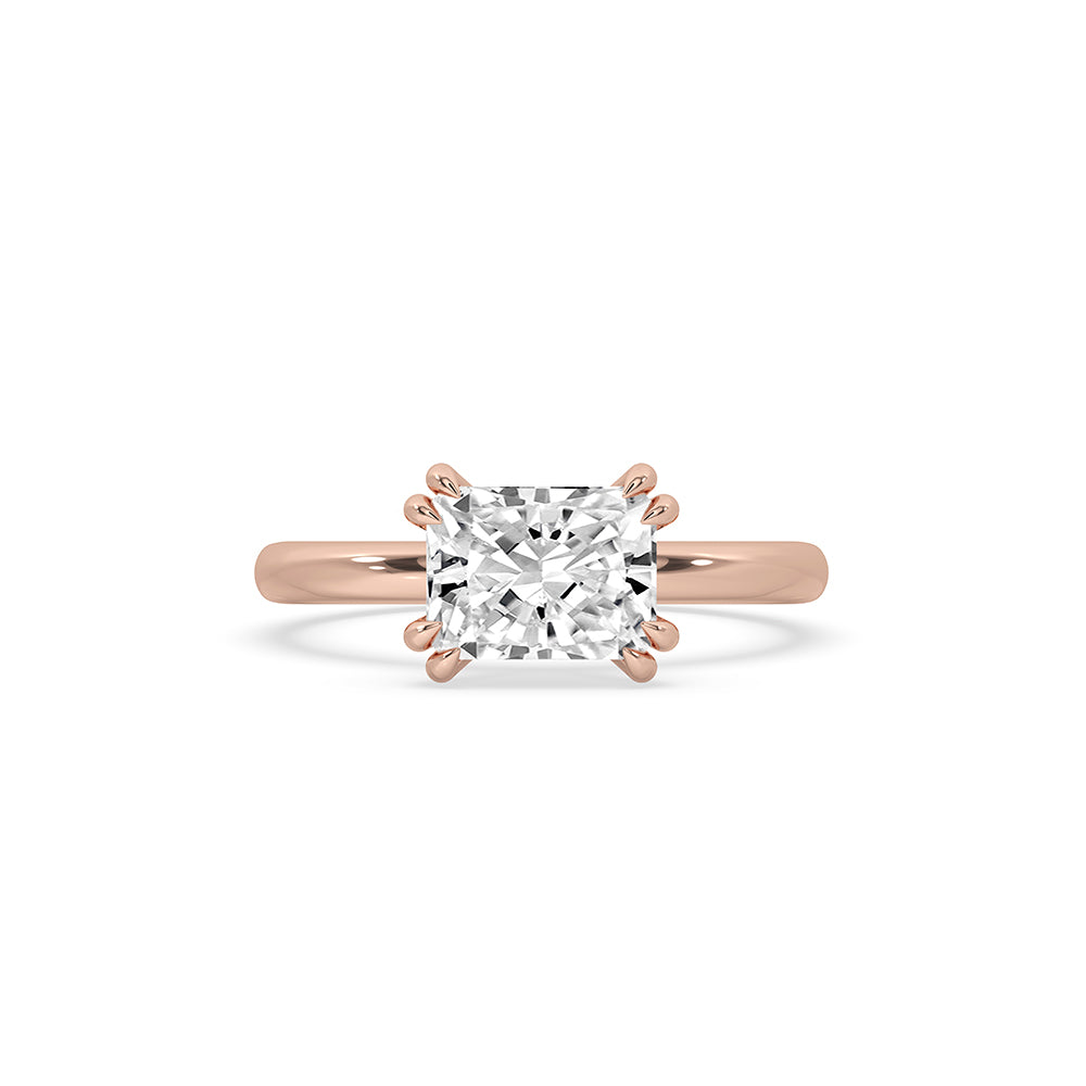 Radiant solitaire engagement ring with a stunning Lab Grown Diamond.