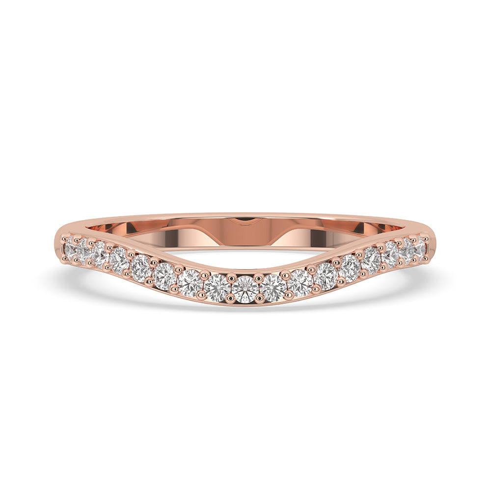 Stackable Wedding Band made with round cut diamond band in rose gold band design.
