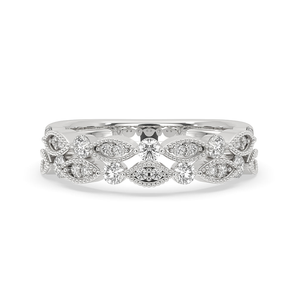 White Gold Eternity Band designed with lab grown round cut diamonds.
