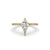 Kite cut diamond engagement ring set in yellow gold.
