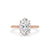 Oval cut diamond engagement ring in a rose gold setting.
