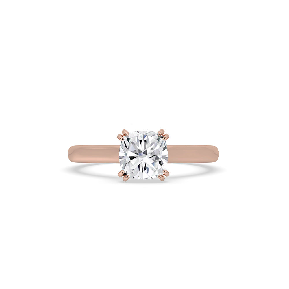 Cushion solitaire engagement ring with a classic shape.
