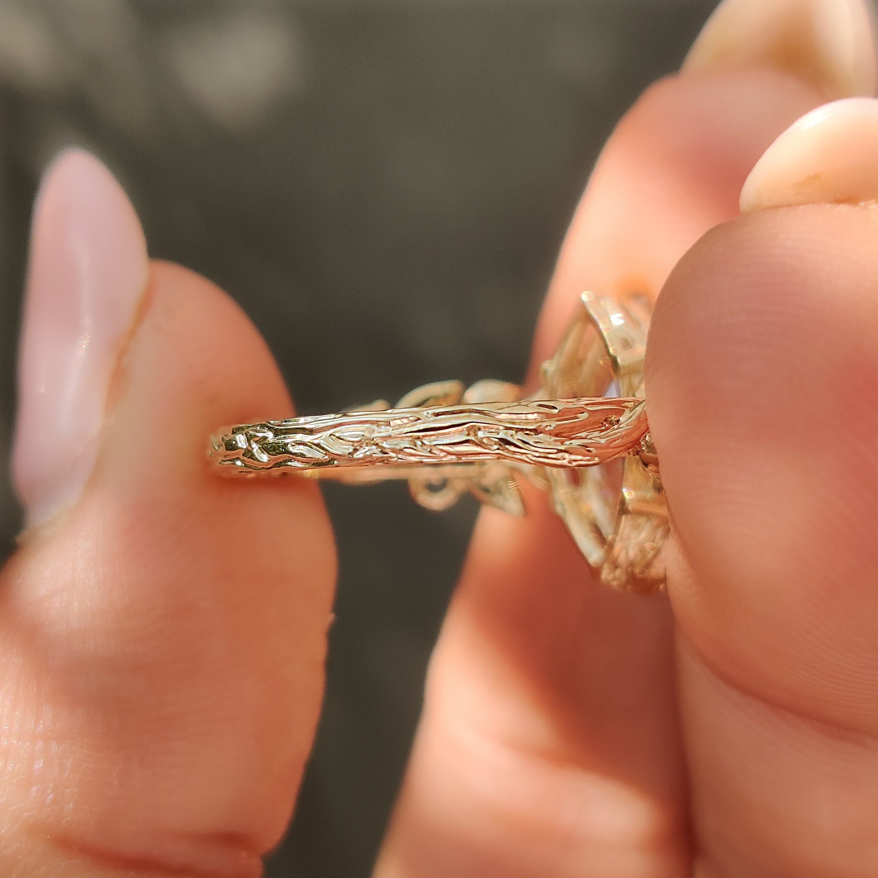 IGI certified lab grown diamond set in handmade engagement ring.

