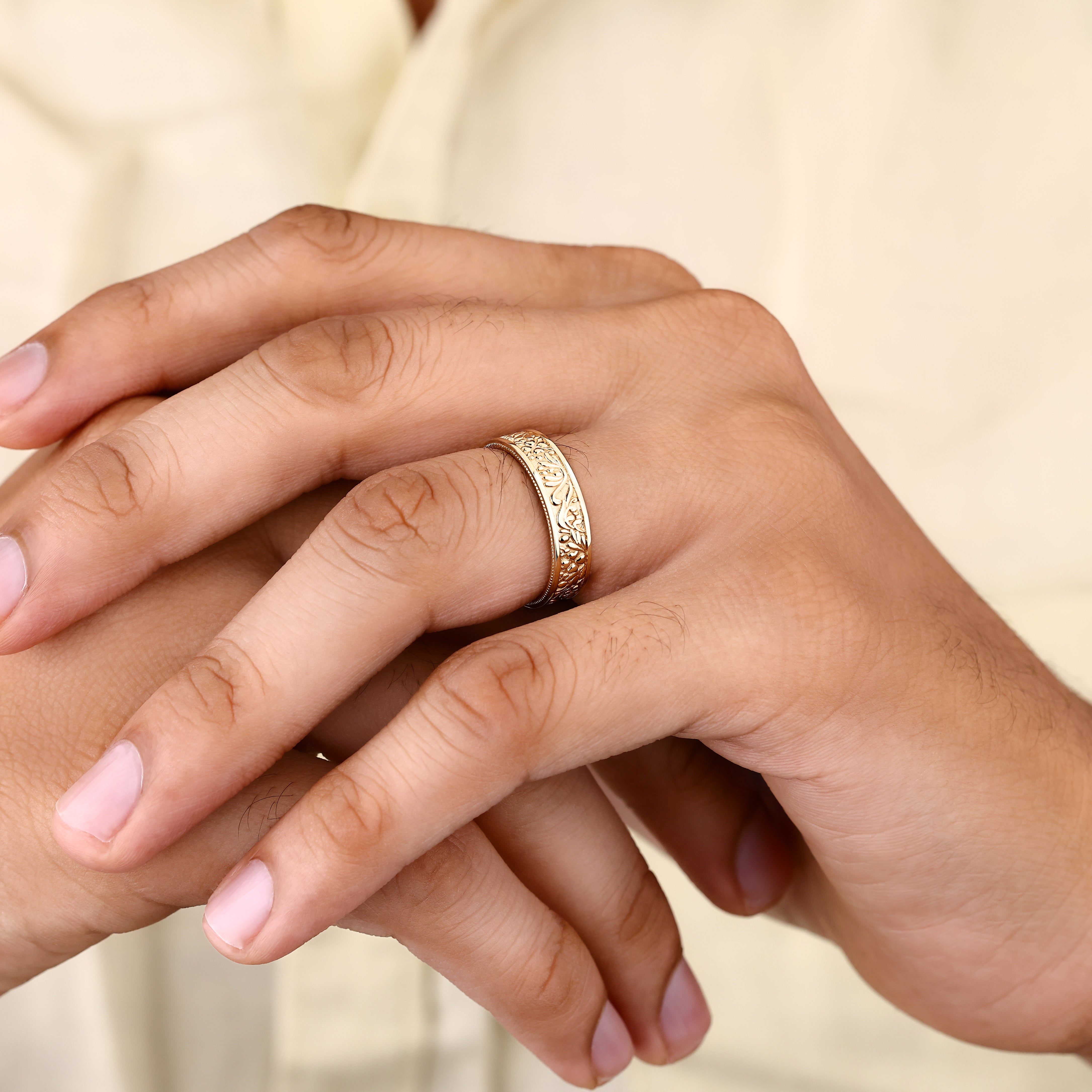 Handmade wedding band with comfort fit inner profile design
