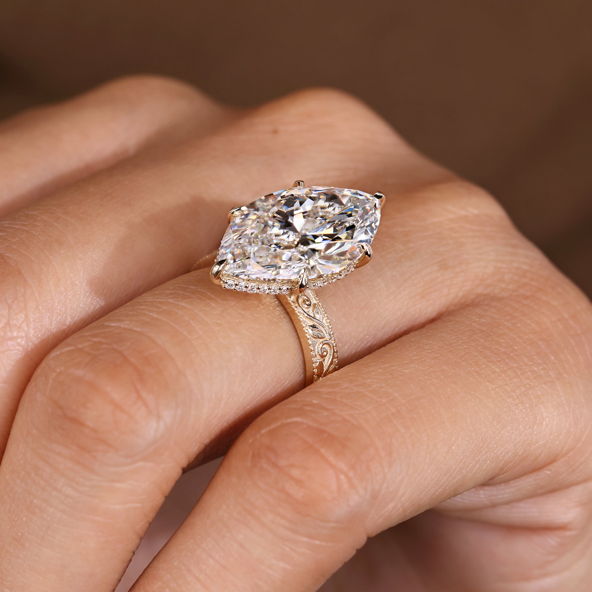 Lab grown Marquise Diamond Ring handmade design
