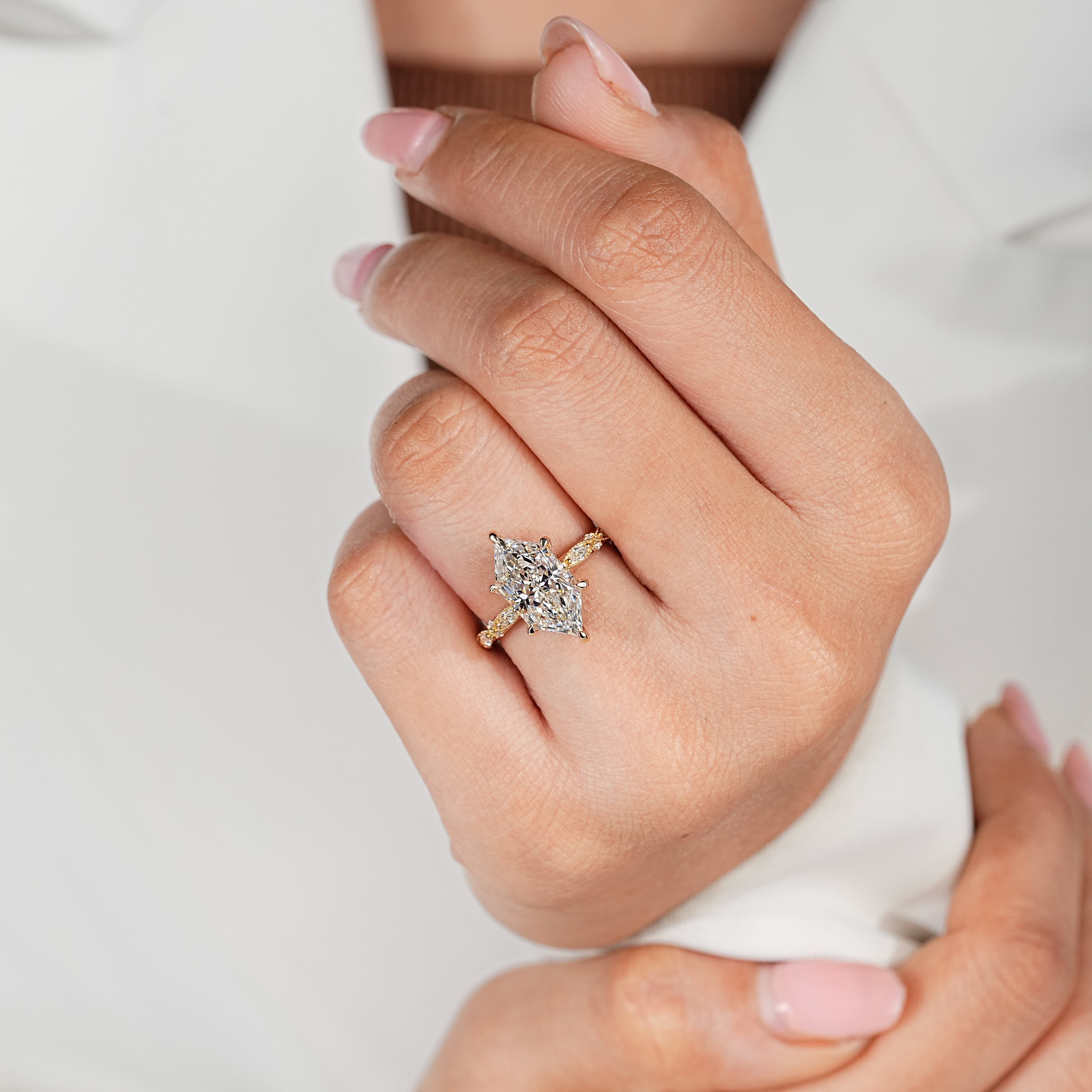 Lab grown diamond vintage inspired engagement ring
