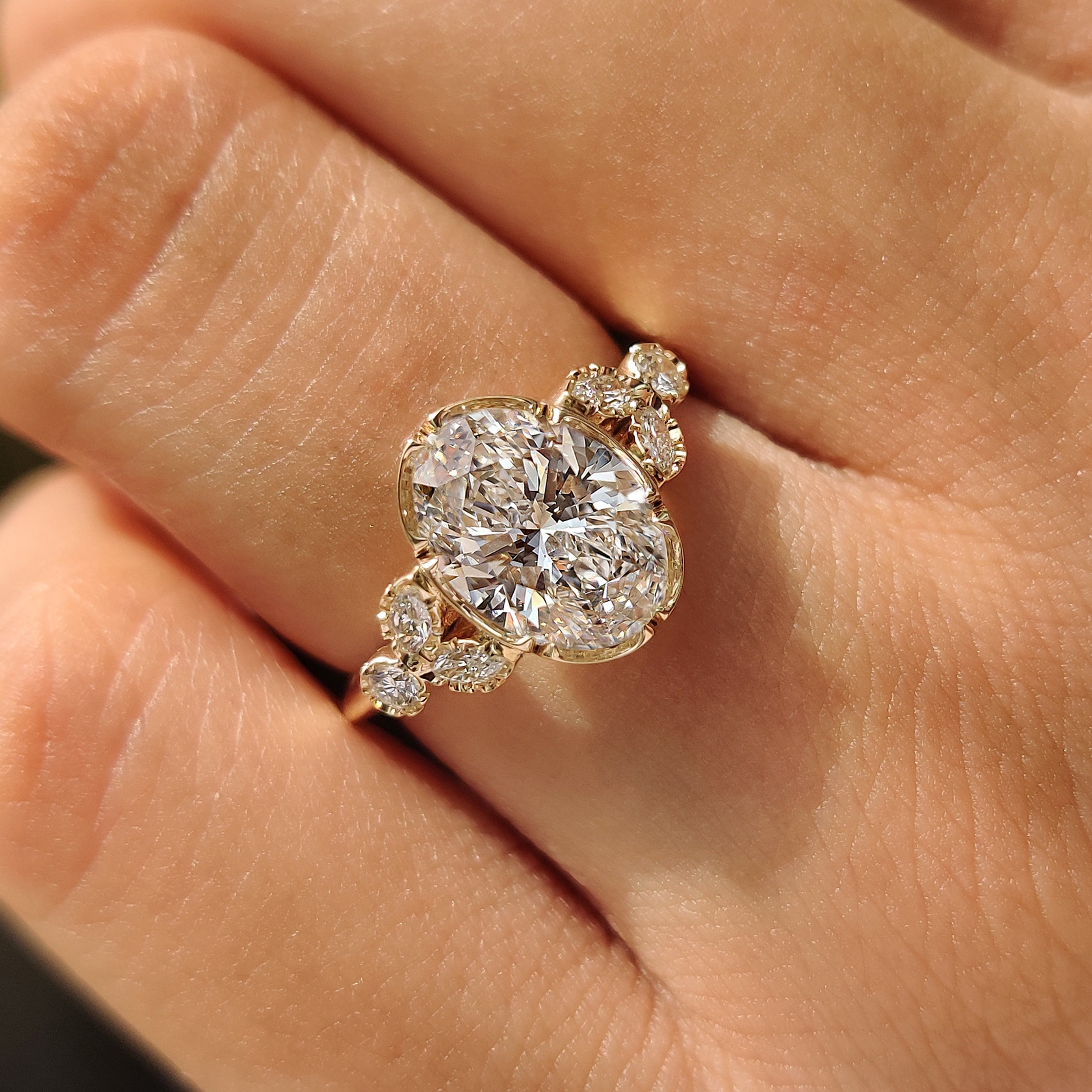 Vintage inspired seven stone oval ring
