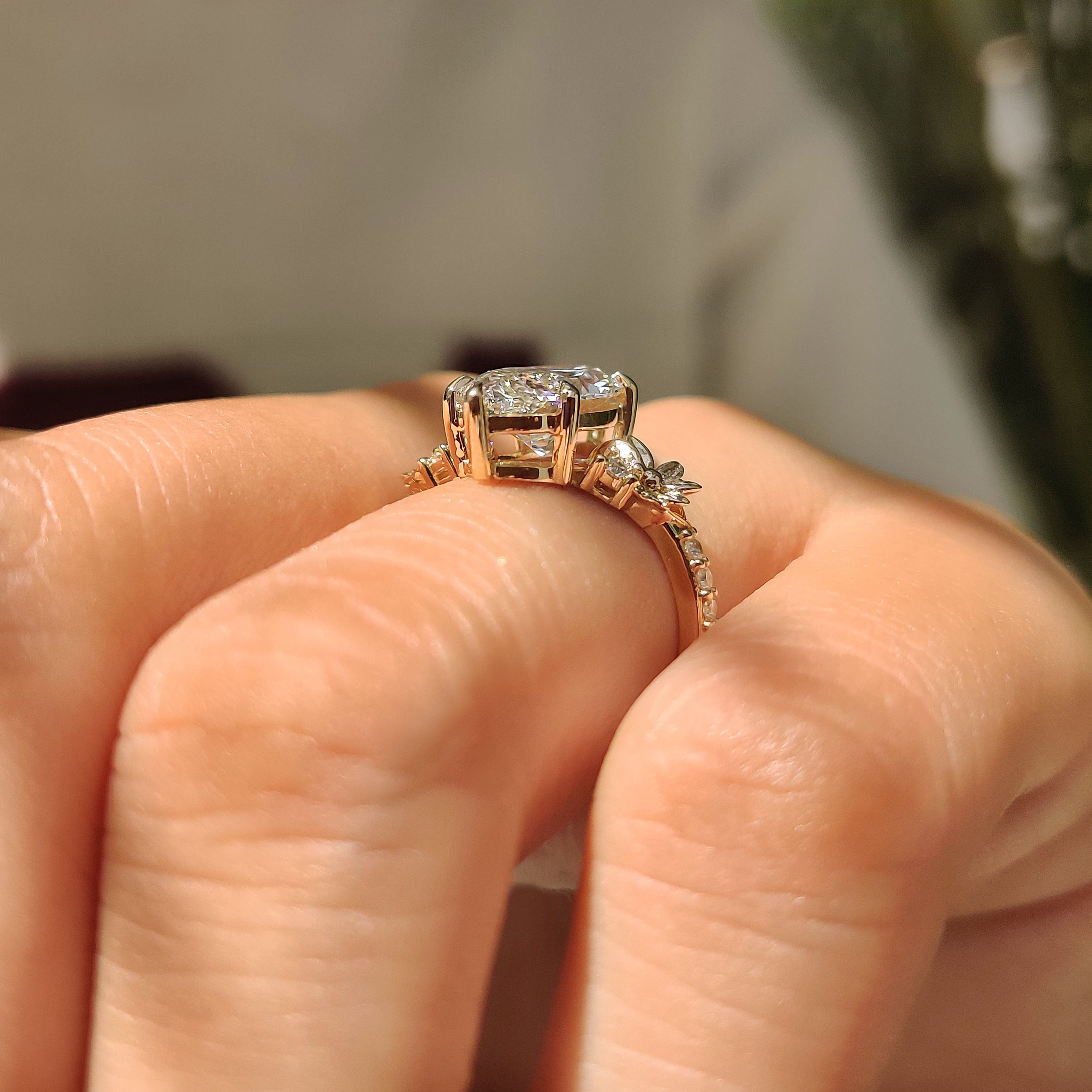Art deco marquise diamond ring with six claw setting
