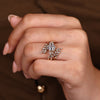 Hexagon diamond ring with marquise accents and guard band
