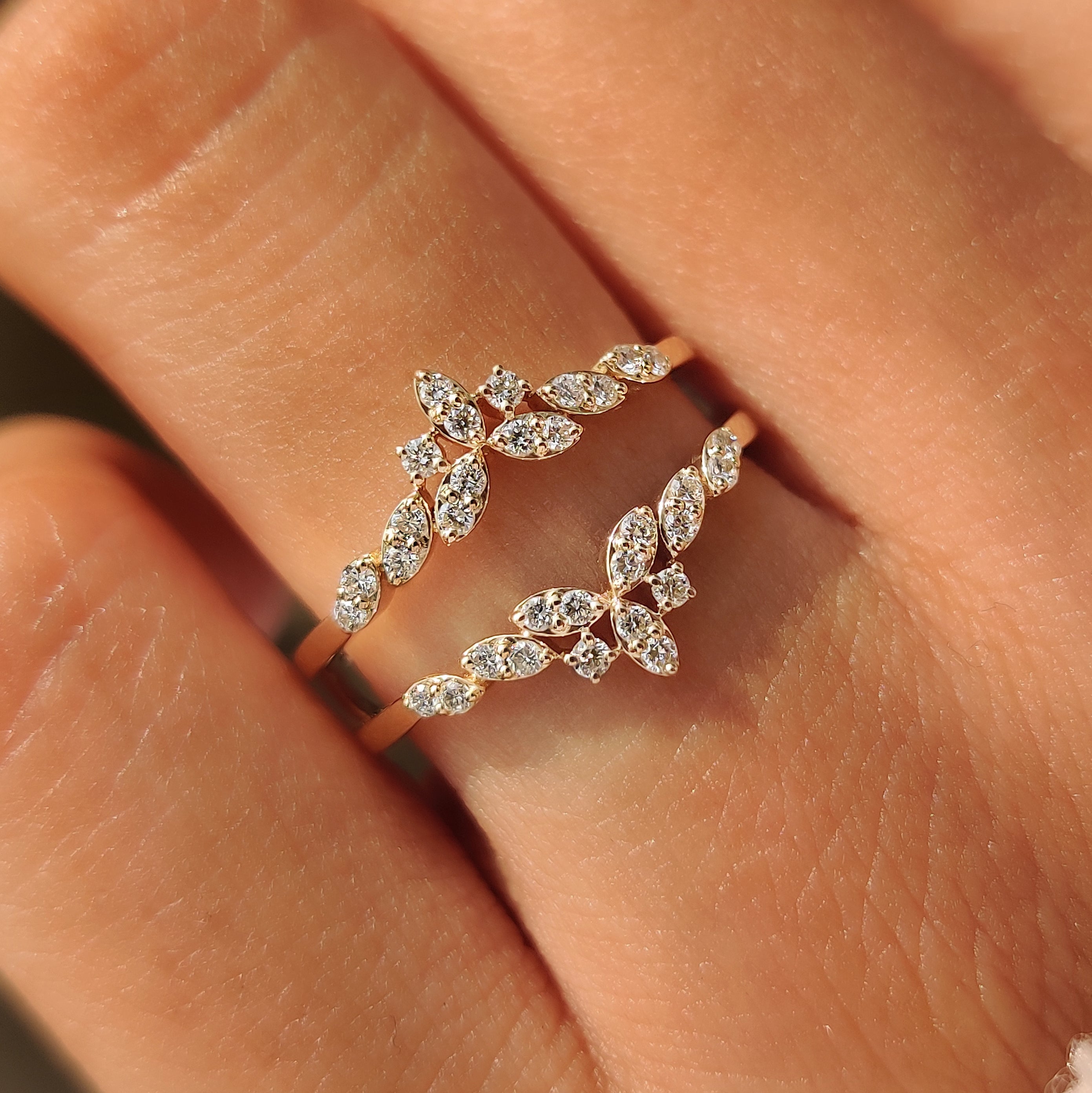 Round diamond enhancer designed for a coordinated ring stack.