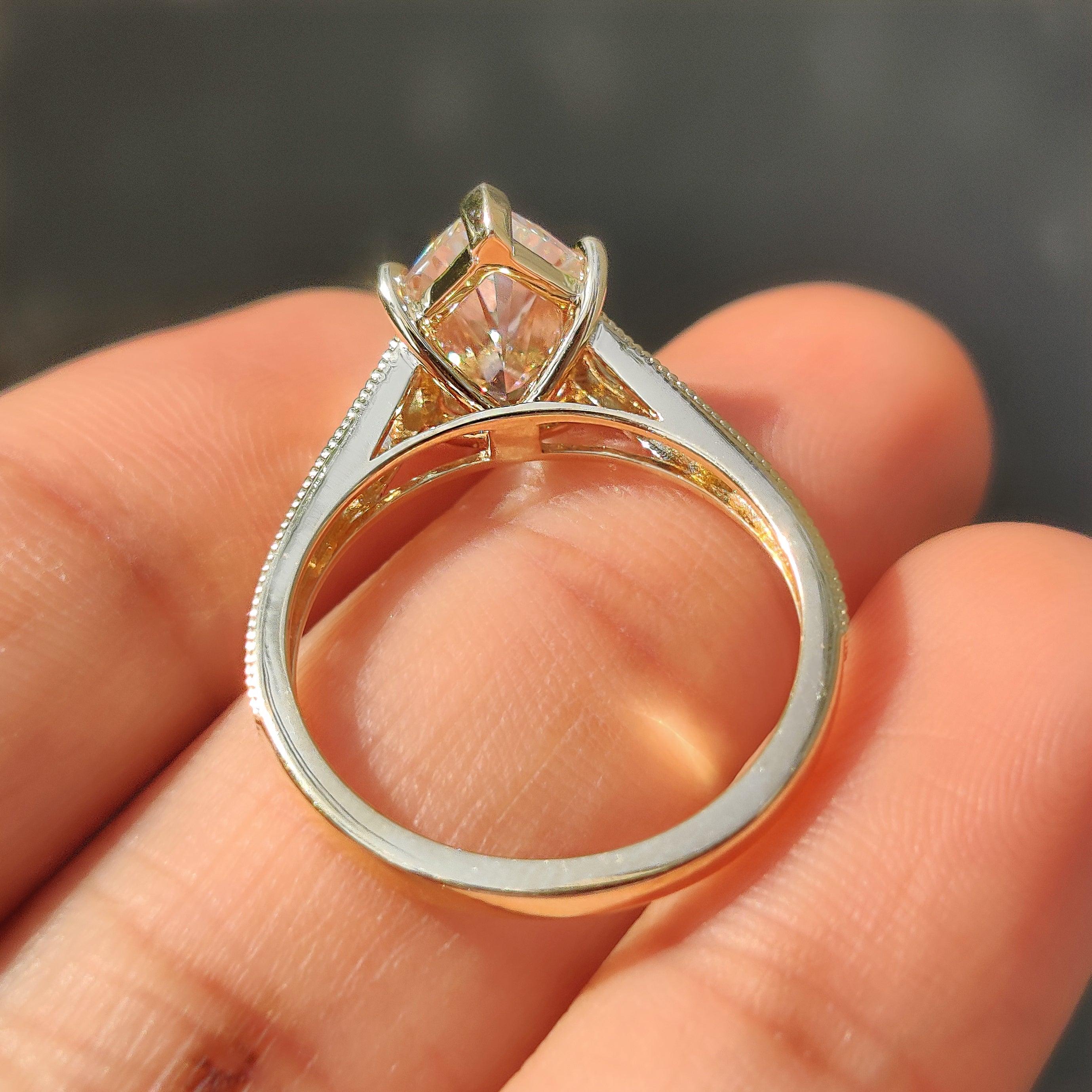 IGI certified 2.50 carat Dutch marquise lab grown diamond ring.
