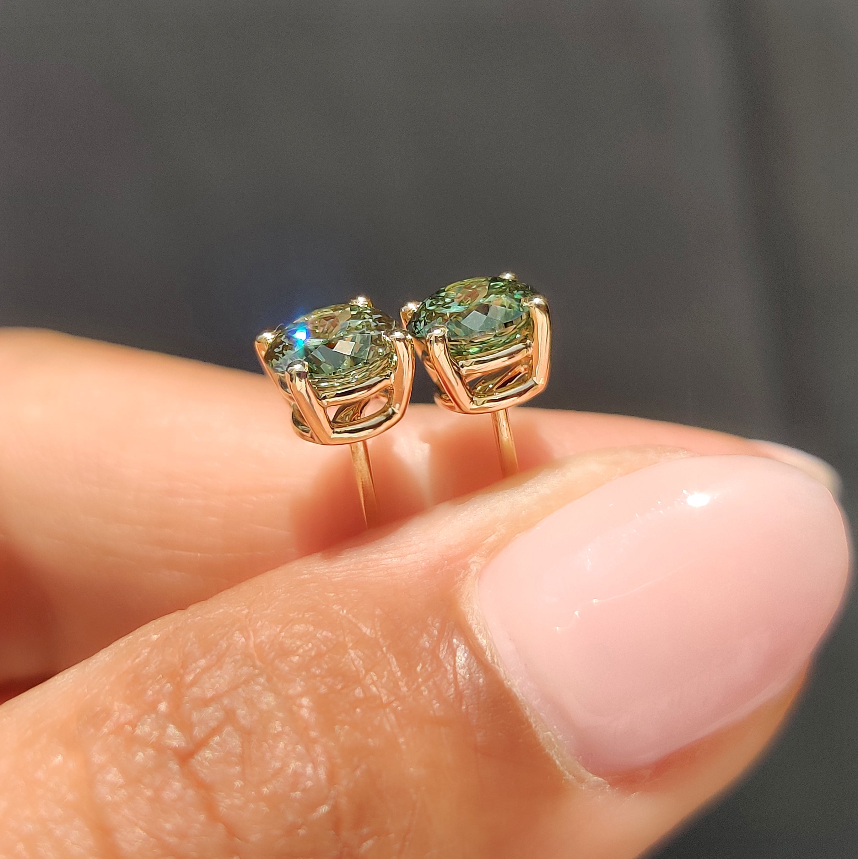 Portuguese cut diamond stud earrings with secure push backs
