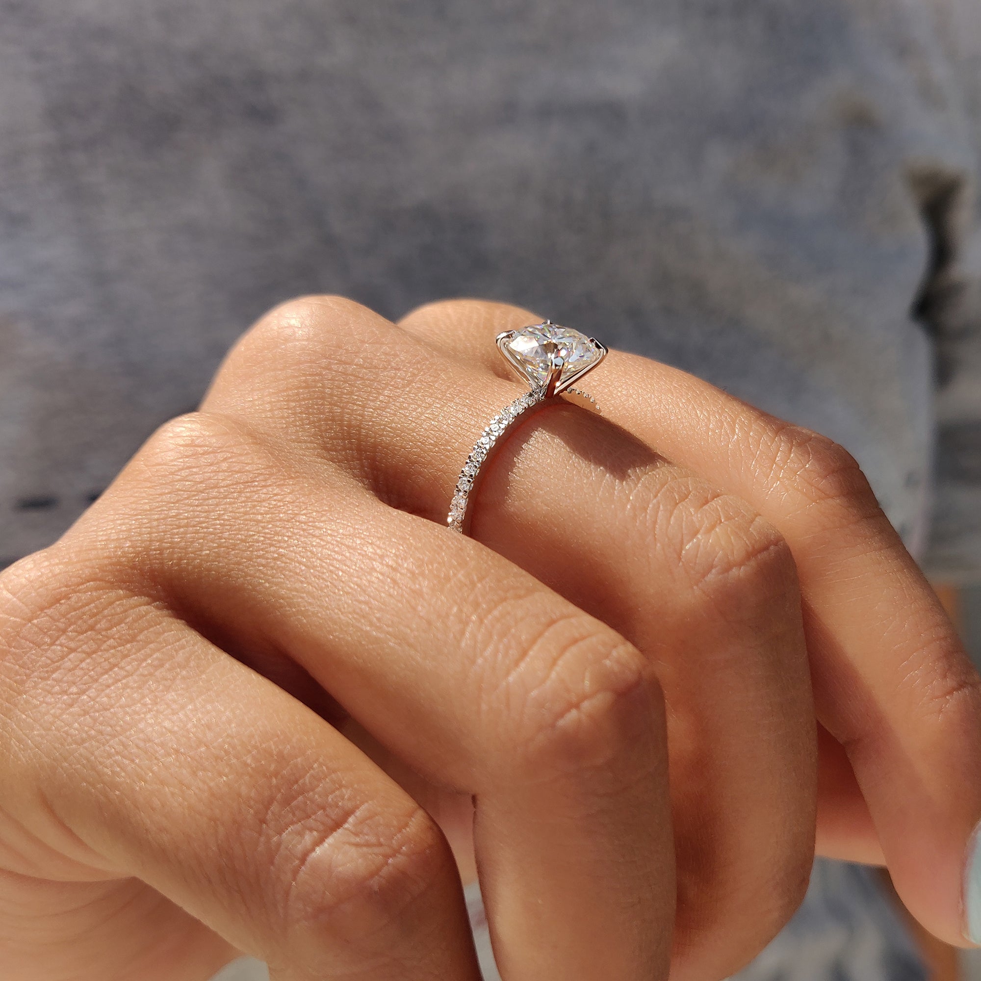 Elegant round cut moissanite ring showcasing timeless beauty.