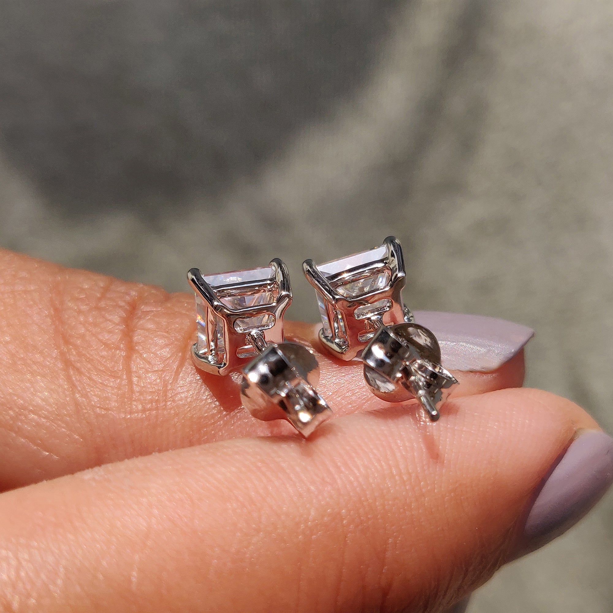 Princess Cut stud earrings made using Moissanite Stud Earrings from carat Diamonds earrings collection.
