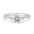 Cathedral engagement ring with round cut diamond and pave setting, Lab Grown Diamond.