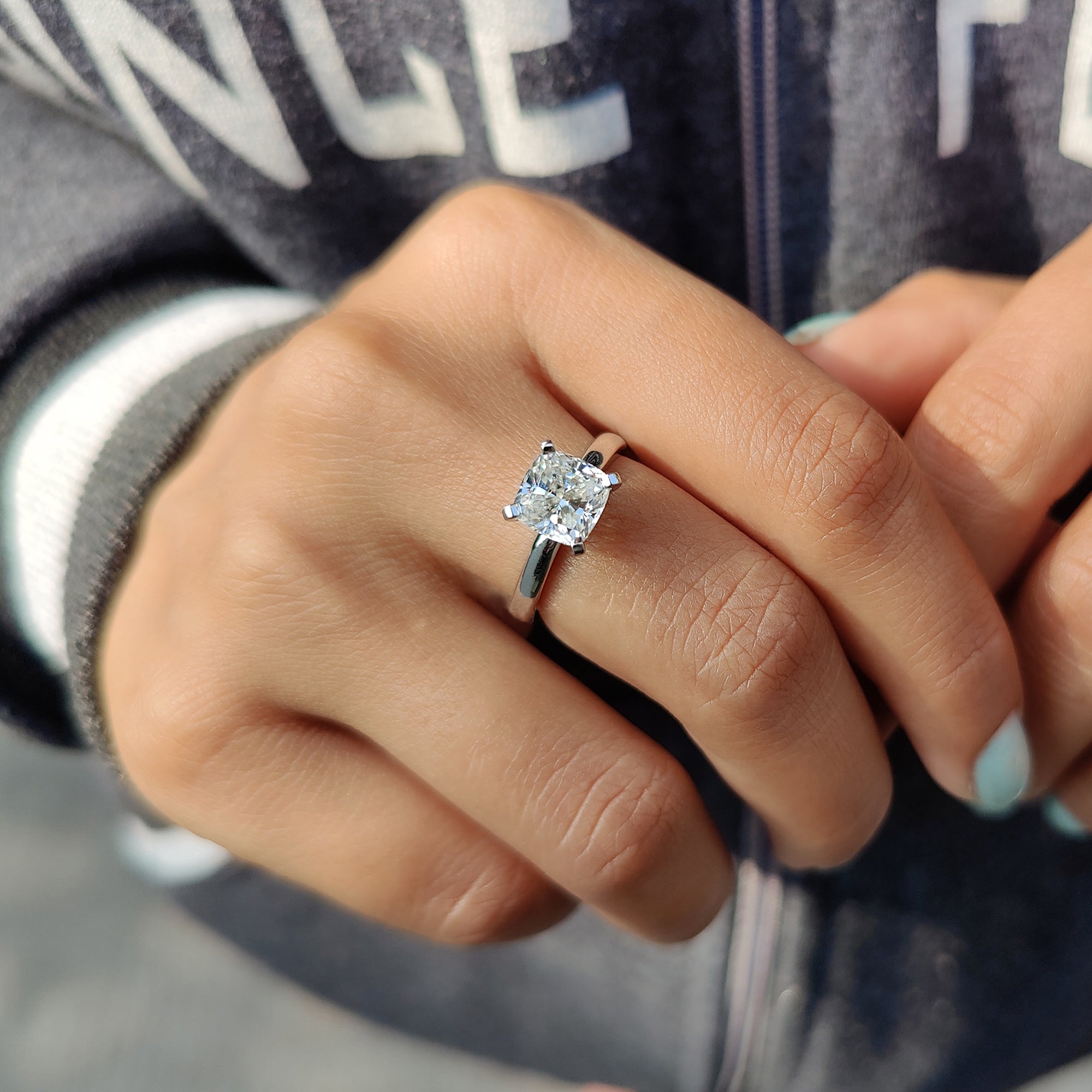 Unique engagement ring with custom detailing.
