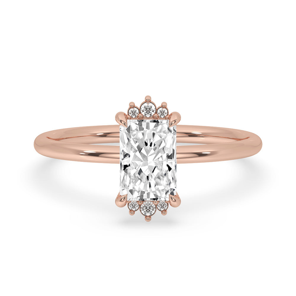 2 carat radiant cut diamond ring in claw prong setting – showcasing a handmade, IGI certified Lab Grown Diamond with timeless elegance.
