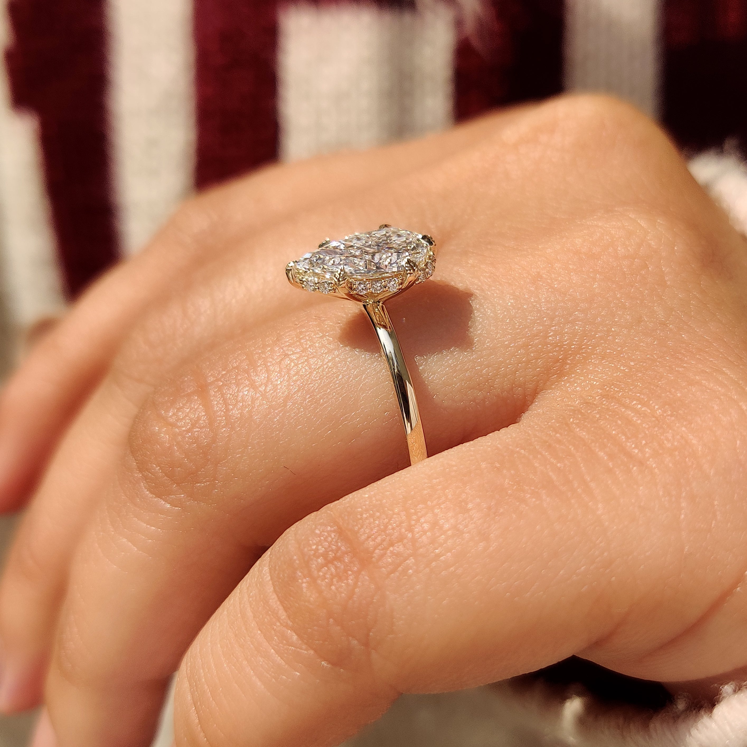 IGI certified Lab grown pear diamond ring.
