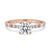 Round brilliant cut diamond ring with micro pave setting, handcrafted in a claw prong engagement ring design.
