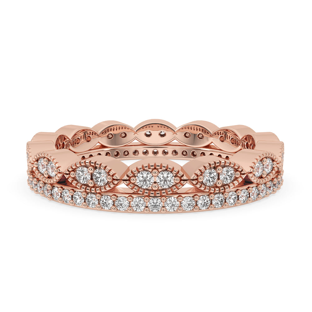 Milgrain wedding band with delicate detailing and elegant finish.
