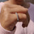Side pave band with sparkling set on the sides.