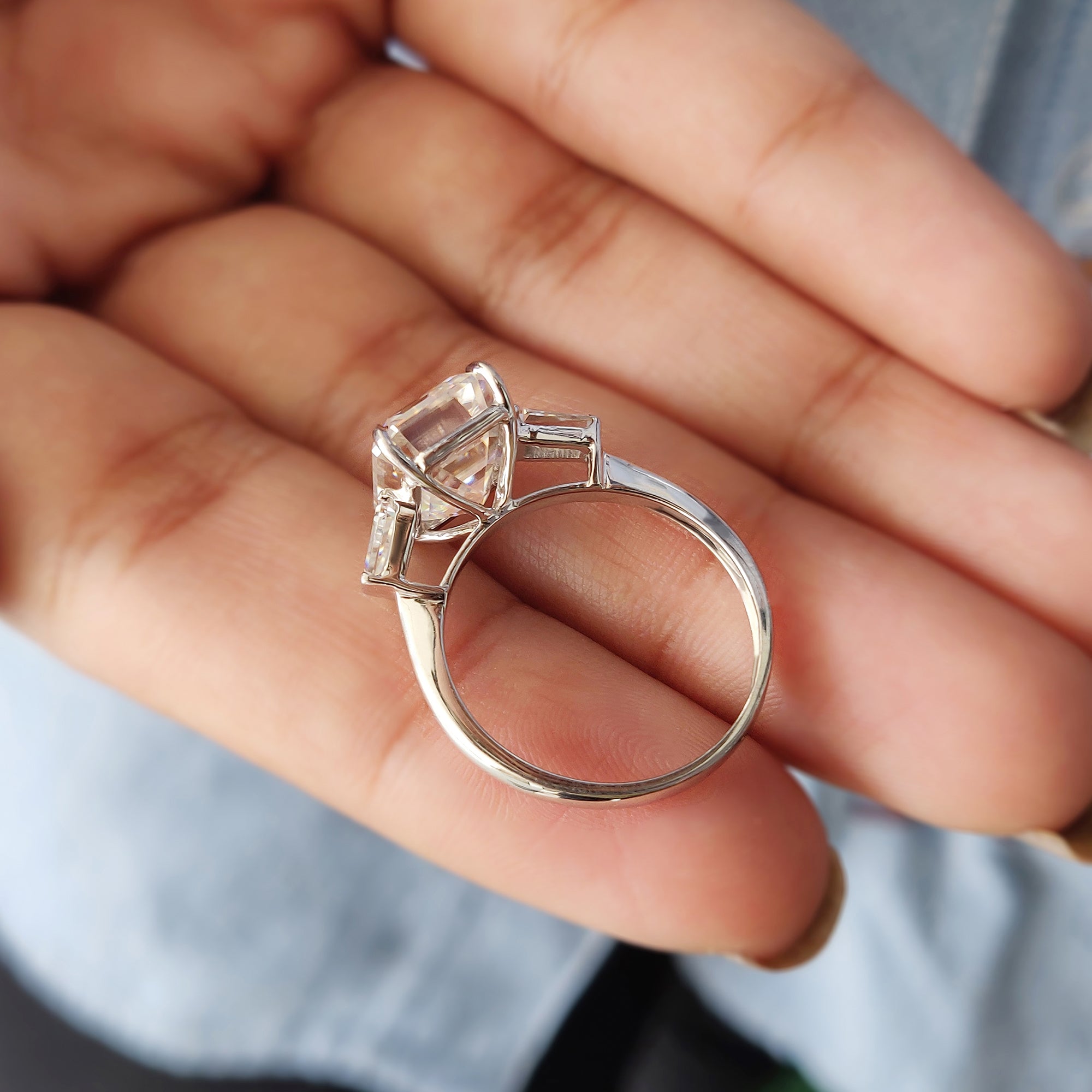 A tapered baguette cut ring brings modern charm with its geometric edges.