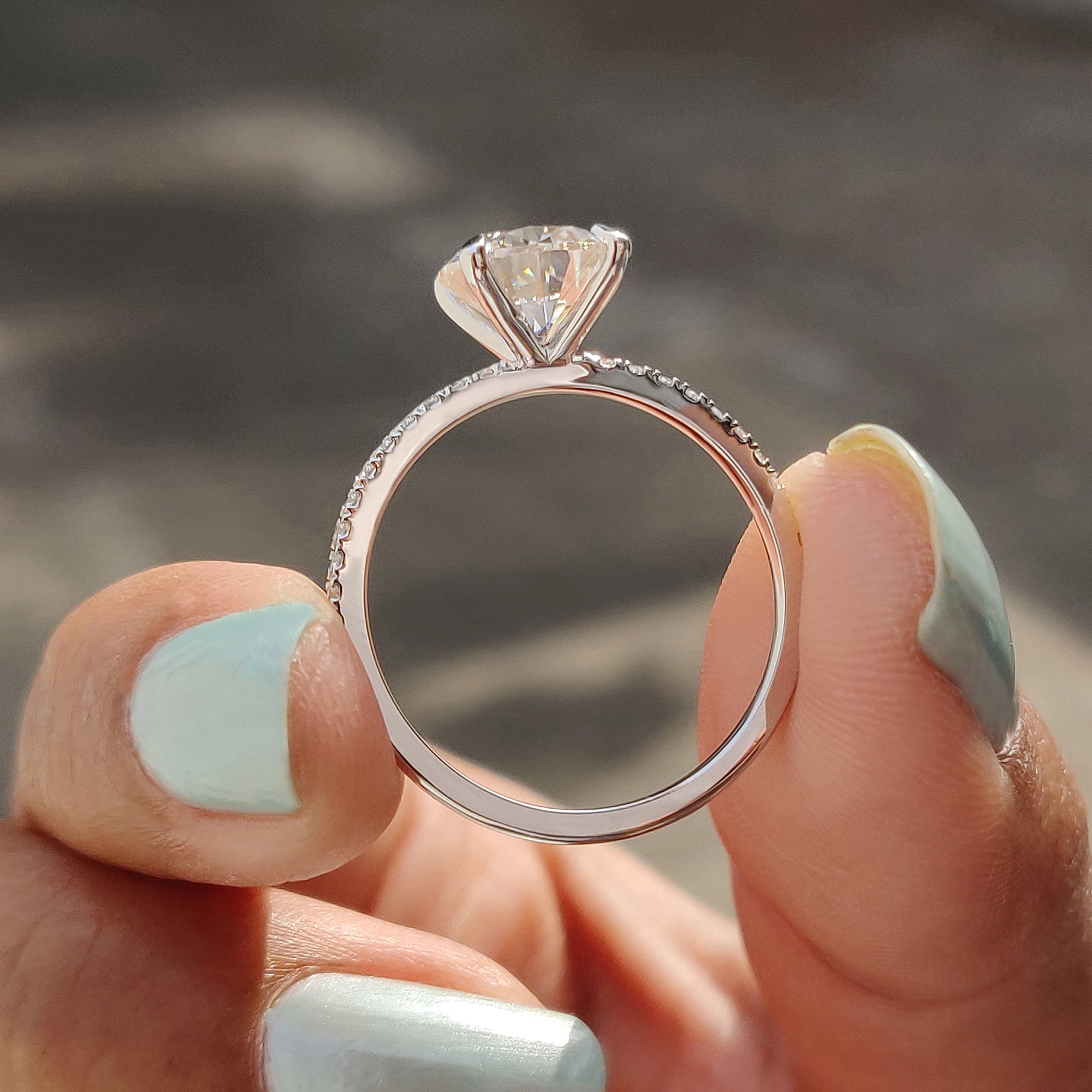 Sparkling moissanite pave setting ring with exquisite craftsmanship.