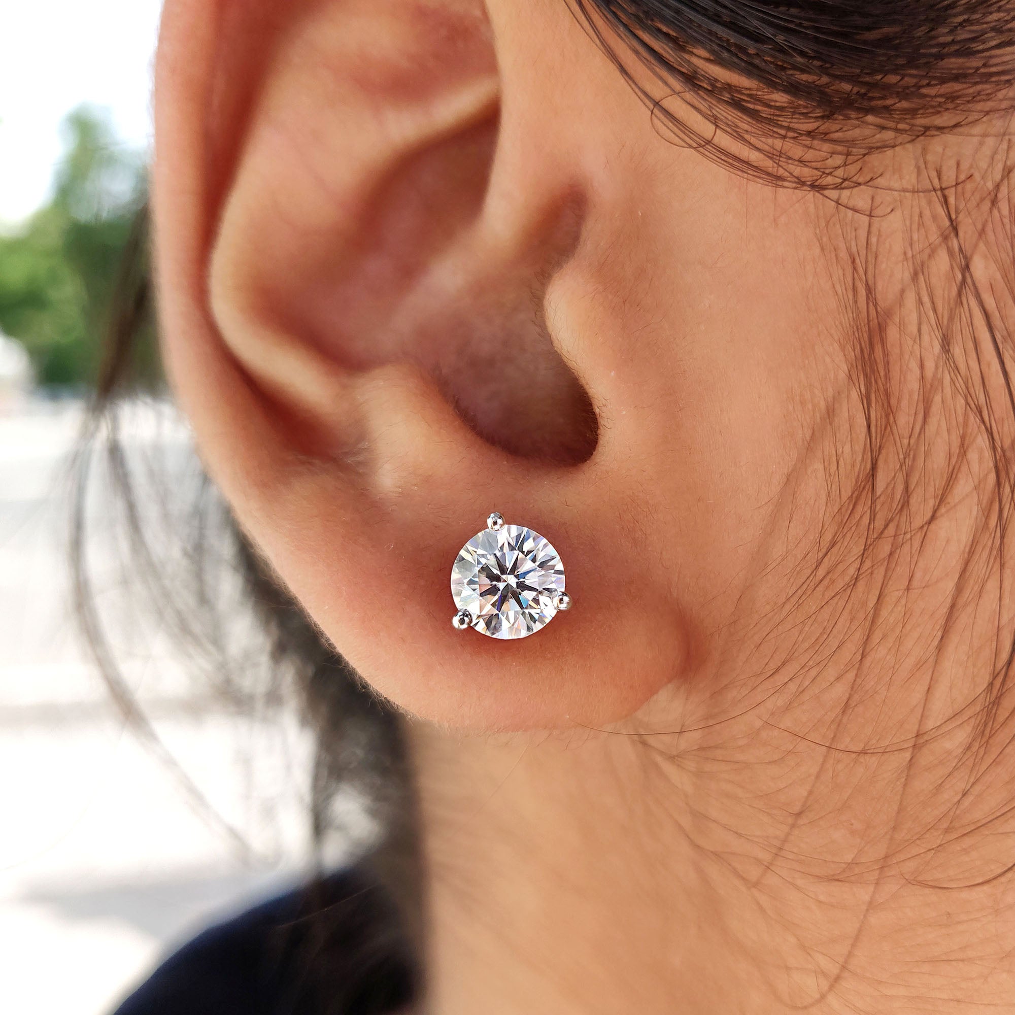 Everyday earrings created with round cut earrings and custom earrings detail.
