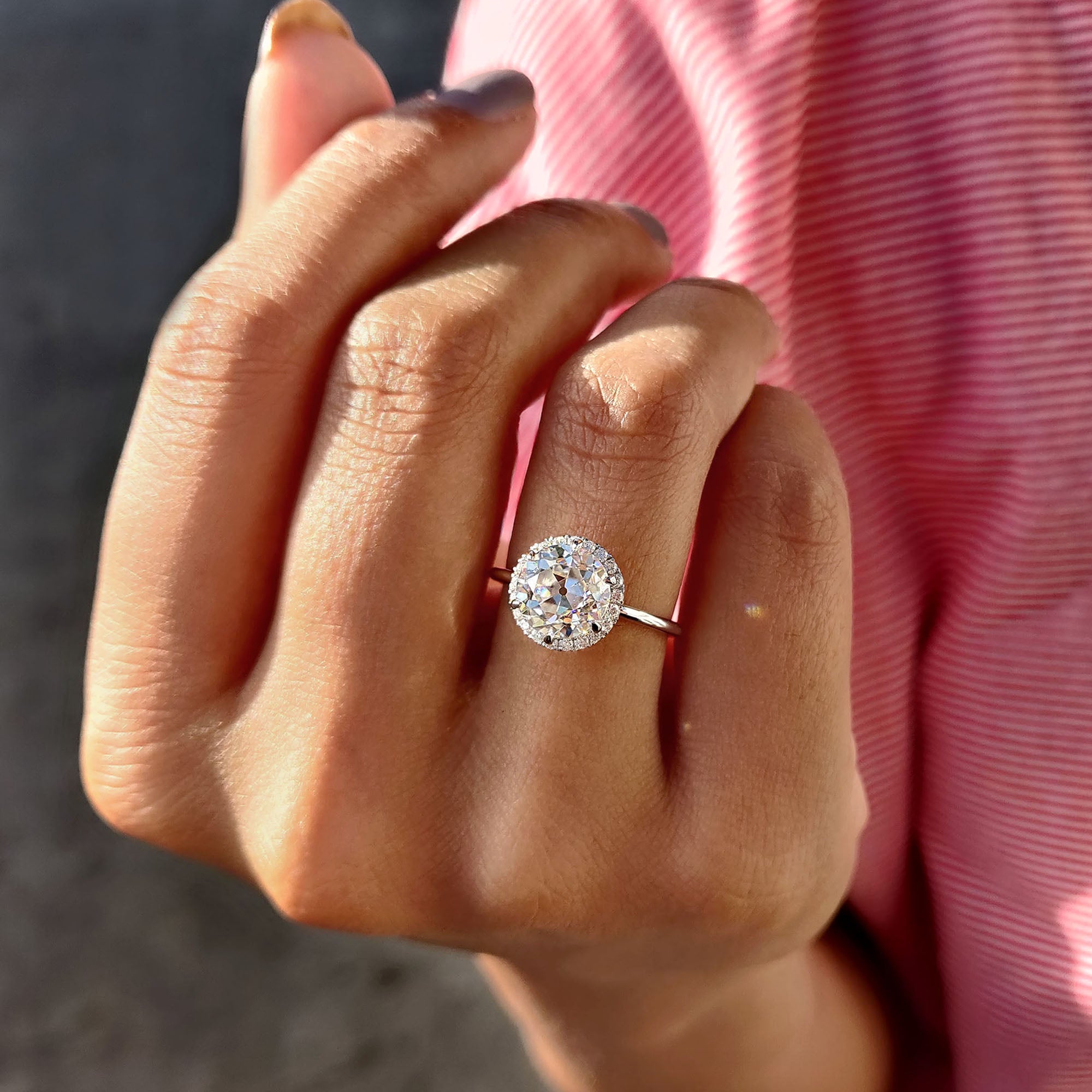 The 6 prong setting provides a secure, timeless design for the center stone.
