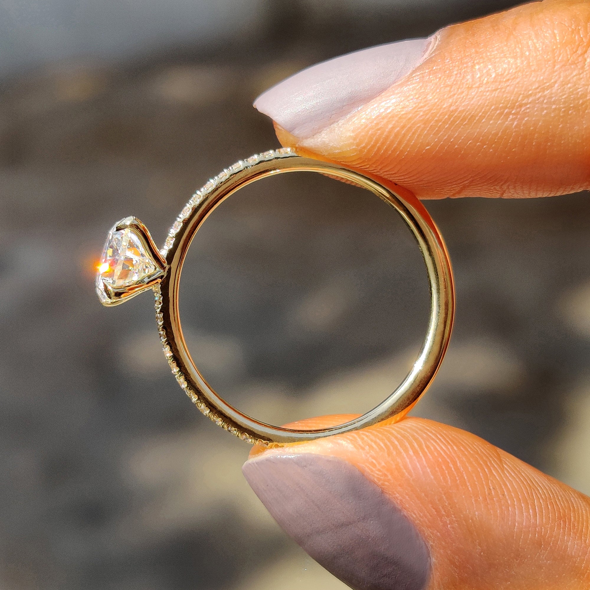 Pave Set Rose Gold Pear Shaped Engagement Ring