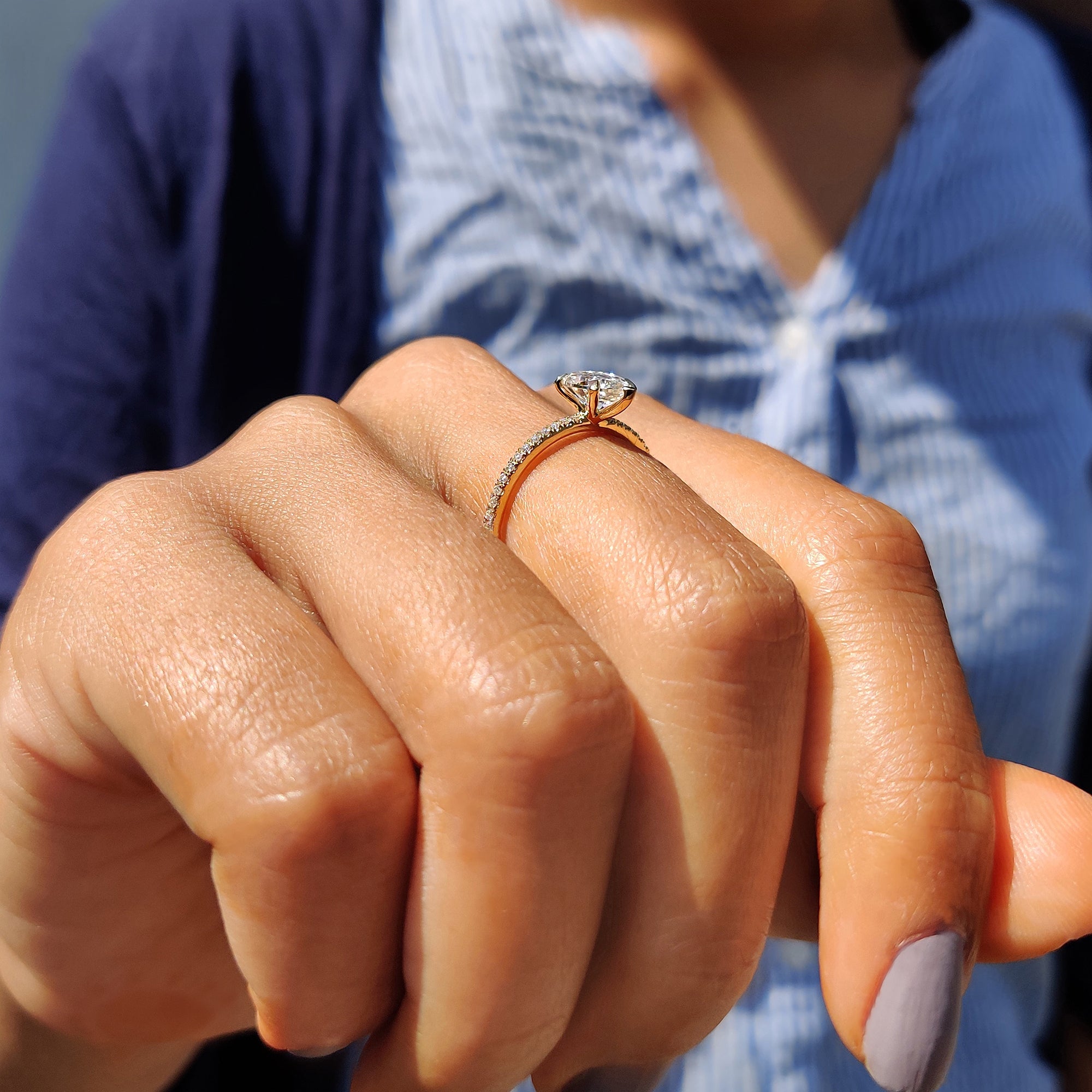 Pave Set Rose Gold Pear Shaped Engagement Ring