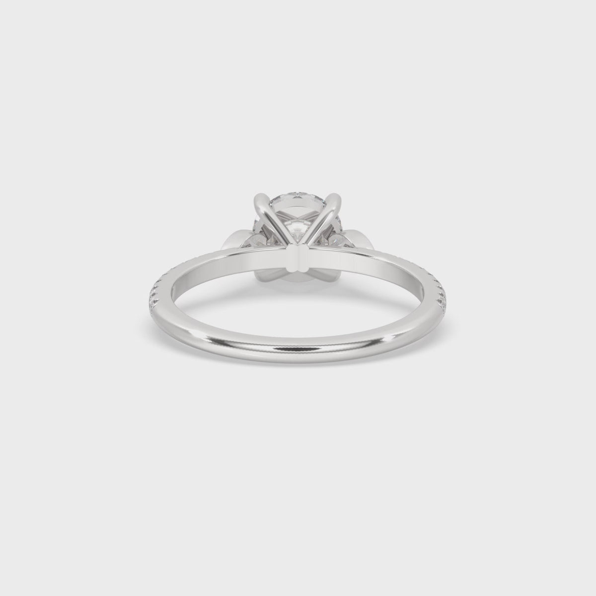 Cathedral Engagement Ring With Pave Band