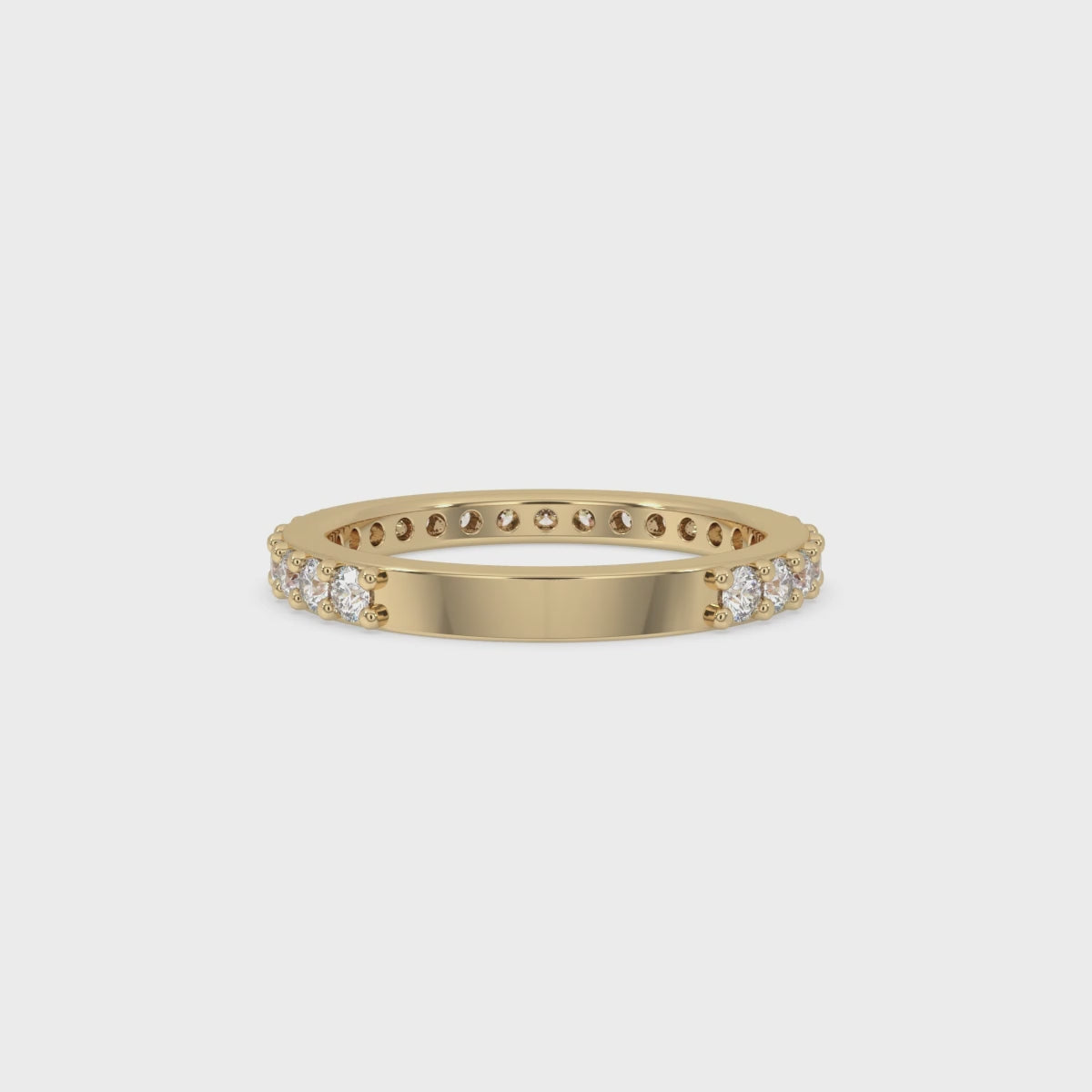 Gold Wedding Band Women With Round Diamonds