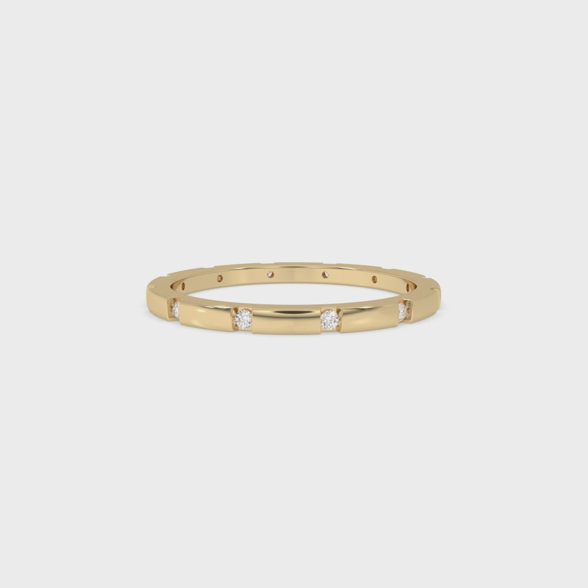 Yellow Gold Wedding Band - Round Diamond