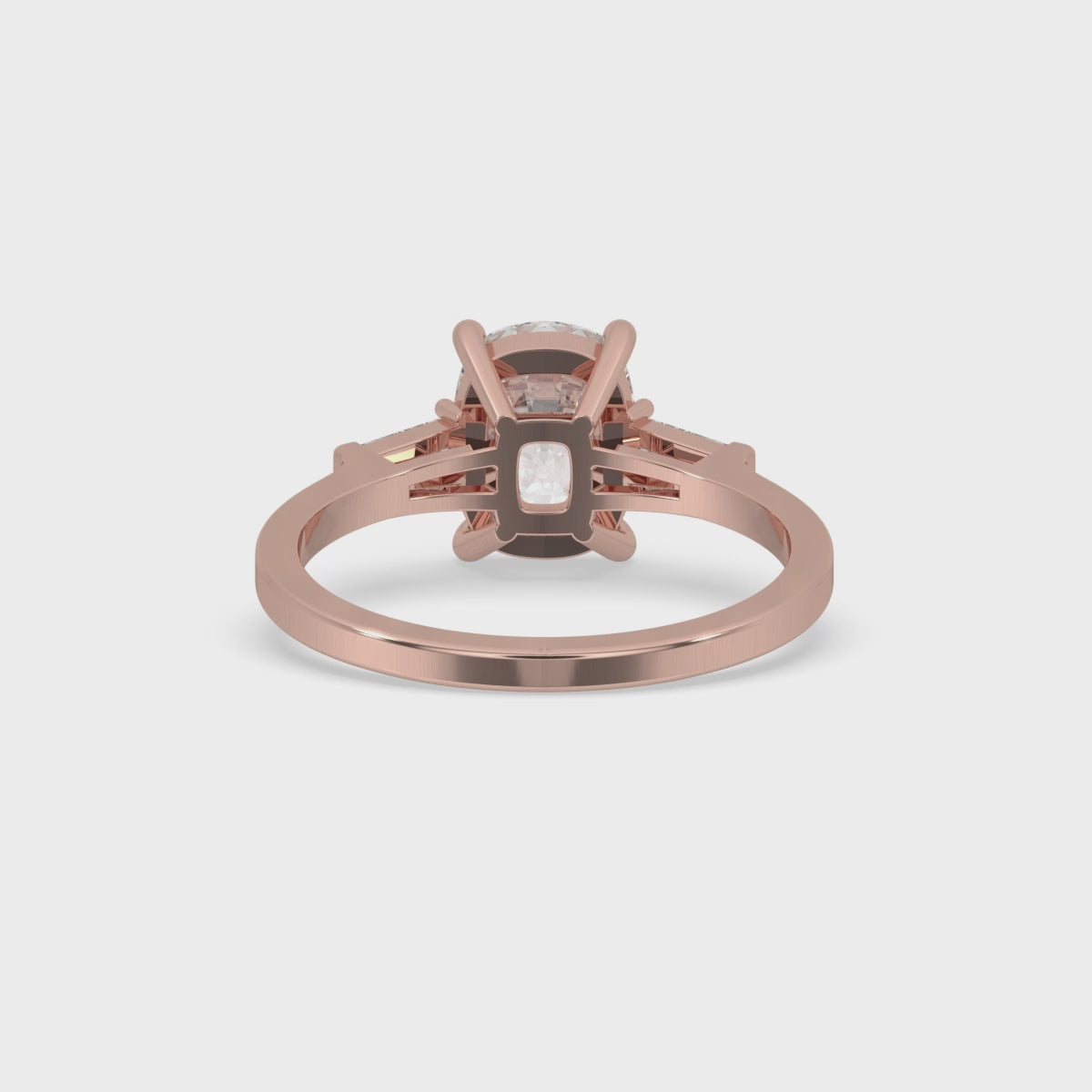 Cushion Cut Diamond Ring - Three Stone Design