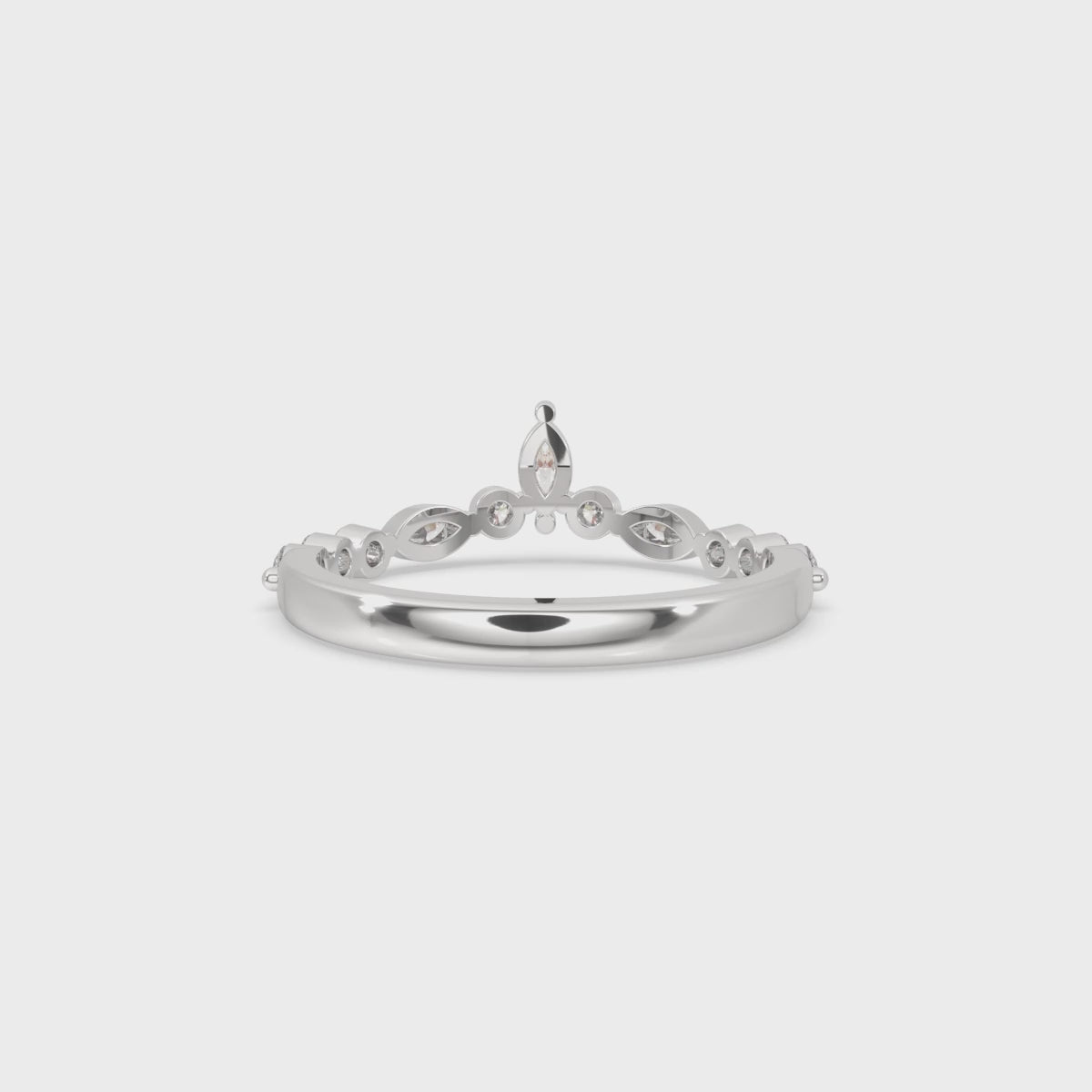 Stackable Curved Wedding Band In White Gold