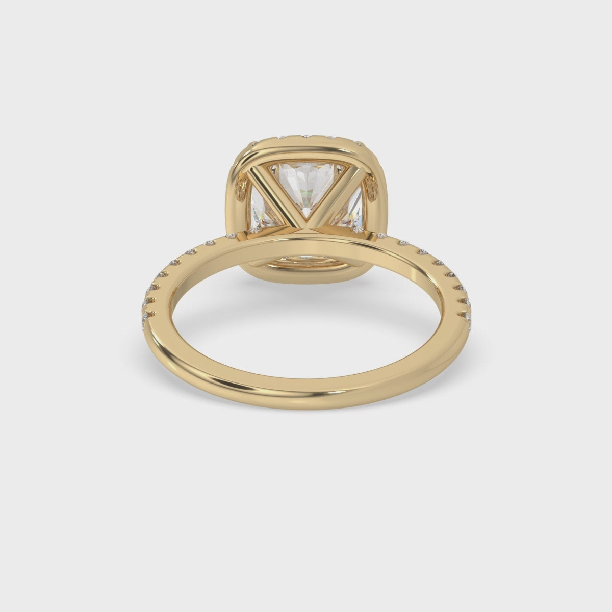 2 Carat Cushion Cut Diamond Ring With Pave Band