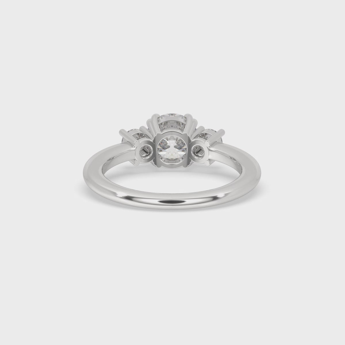 Round Cut 3 Stone Double Prong Engagement Ring