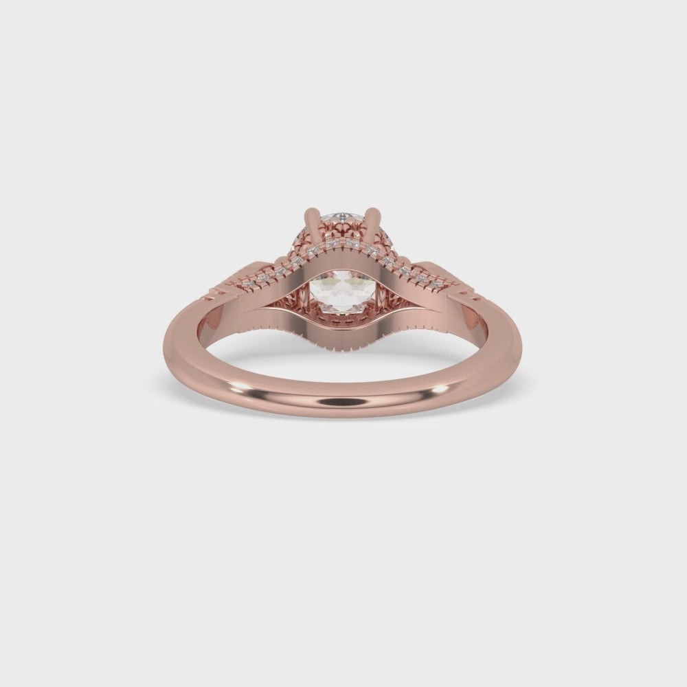 Vintage Rose Gold Milgrain Engagement Ring