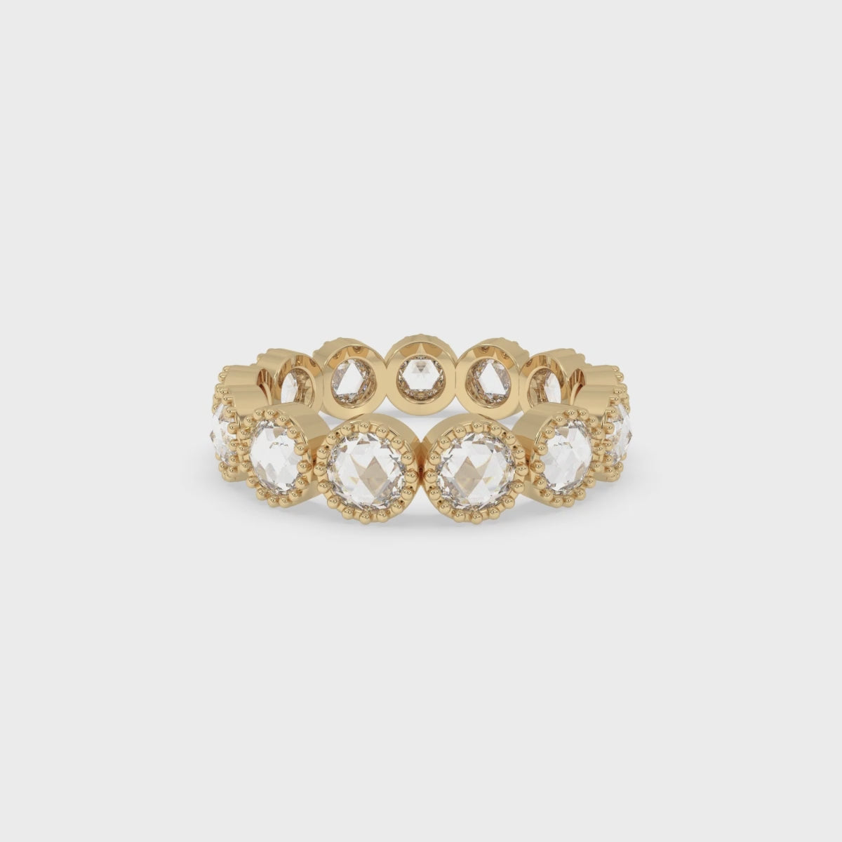 Round Rose Cut Bezel Set Eternity Band