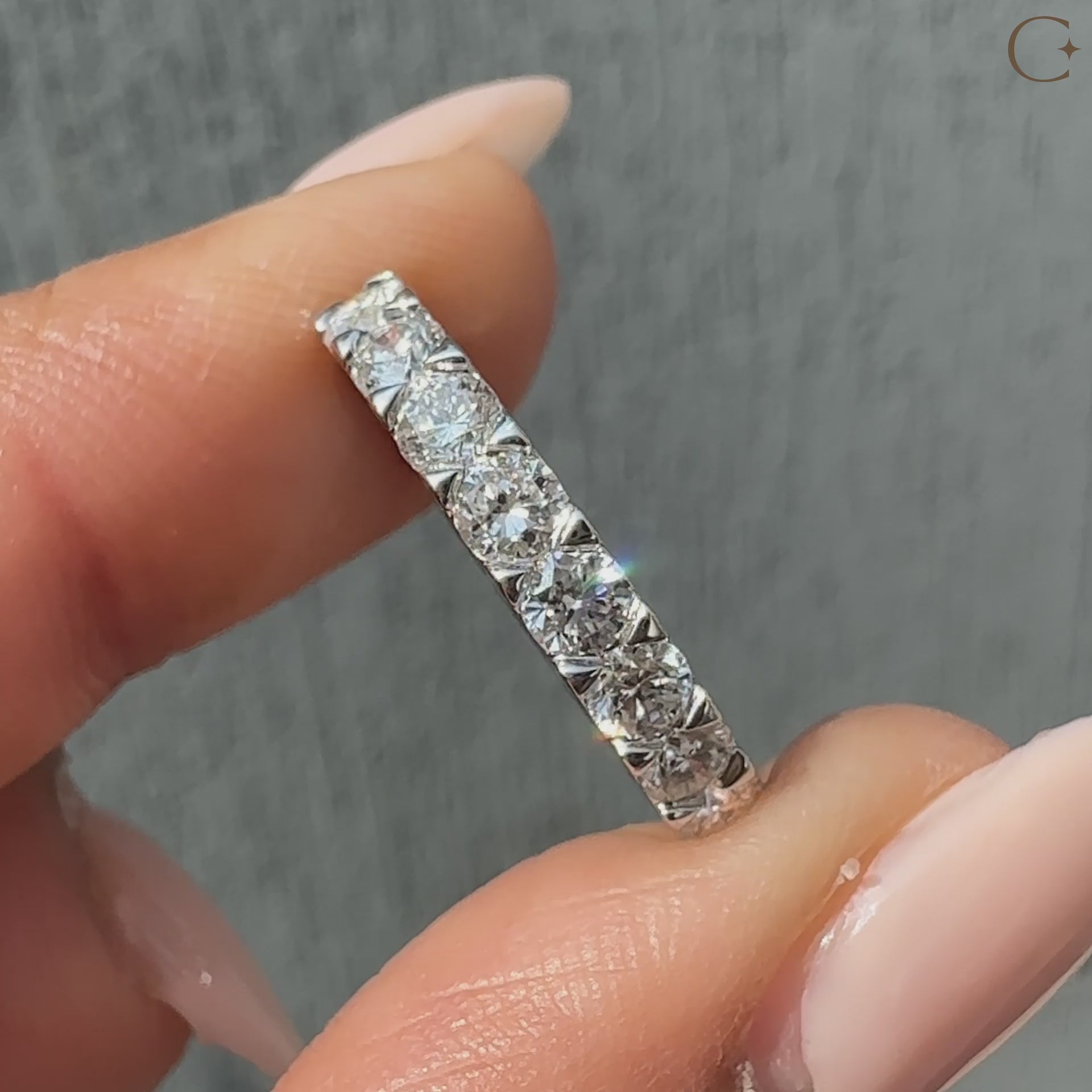 Beautiful full eternity band with sparkling diamonds all around.
