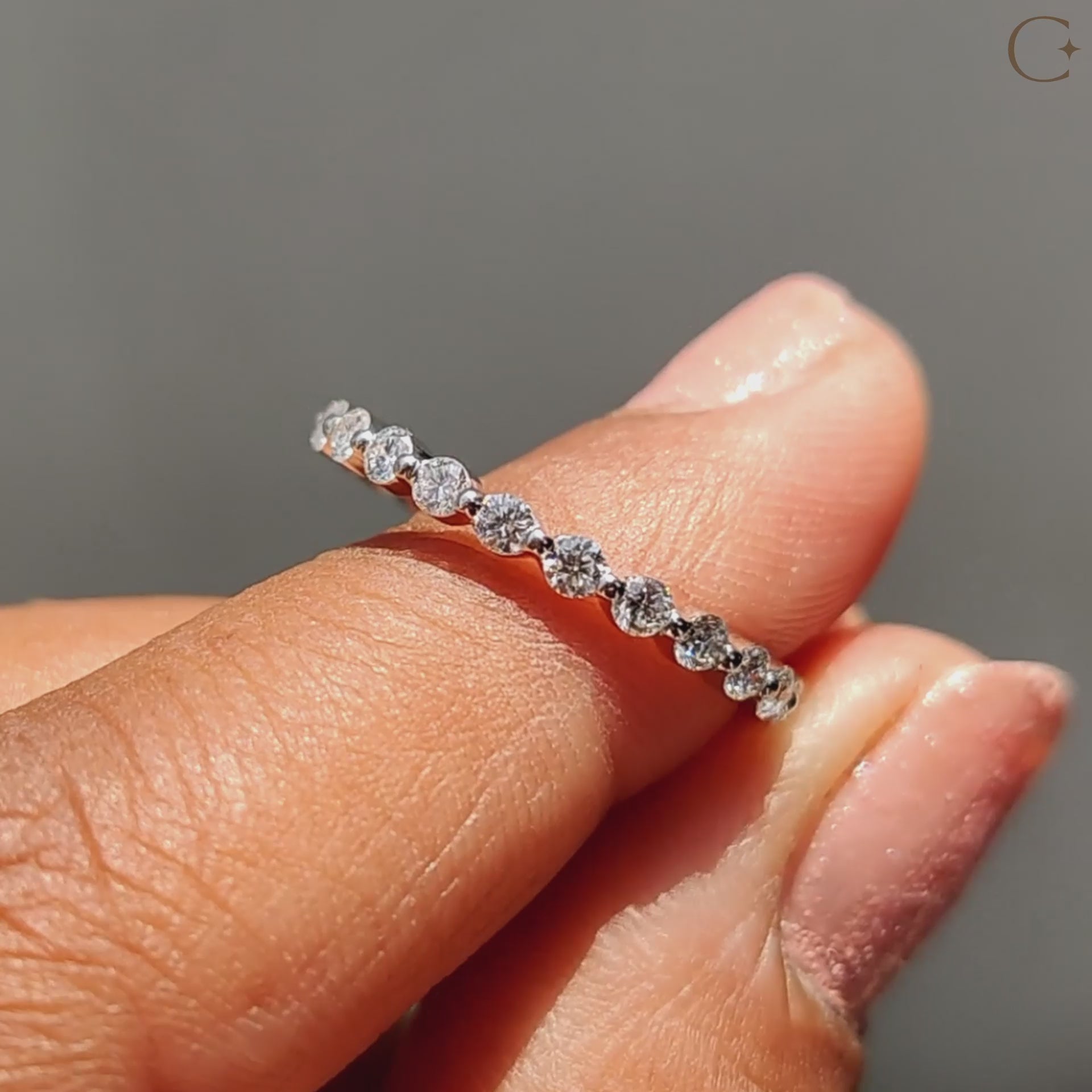 White Gold Wedding Band  - Round Diamond