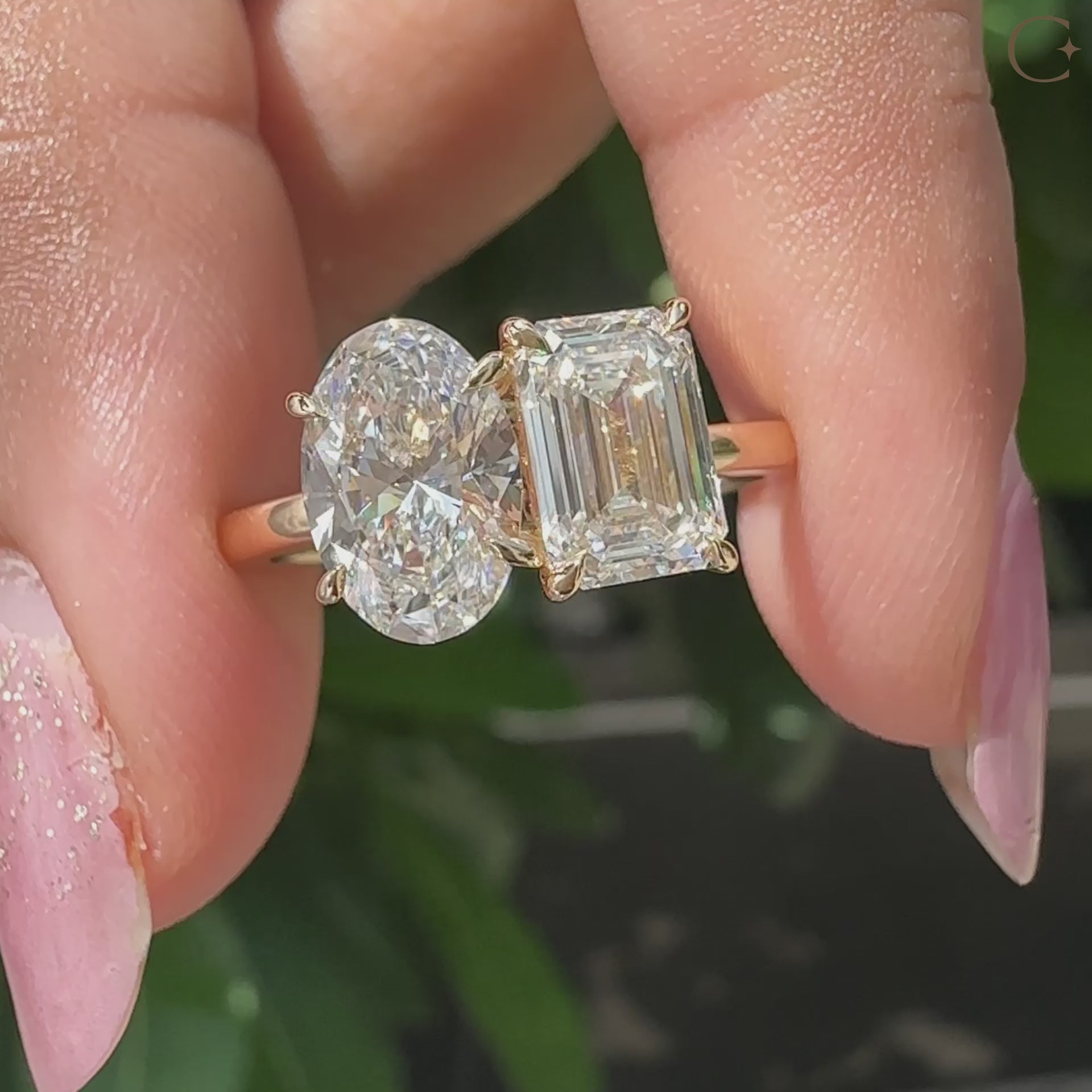 2 stone diamond ring with claw prong setting.
