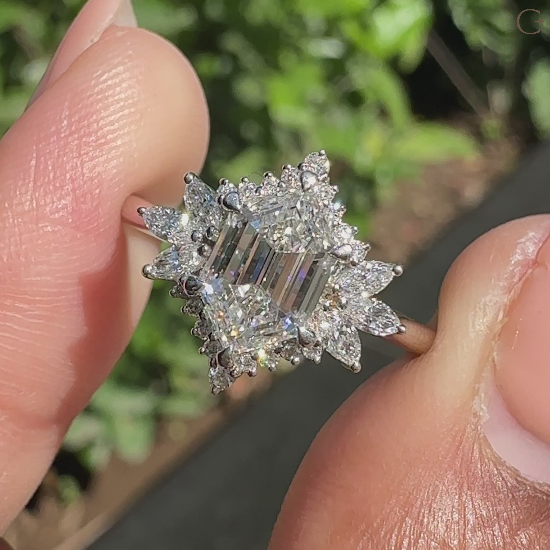 Cluster setting ring featuring muse setting ring details.