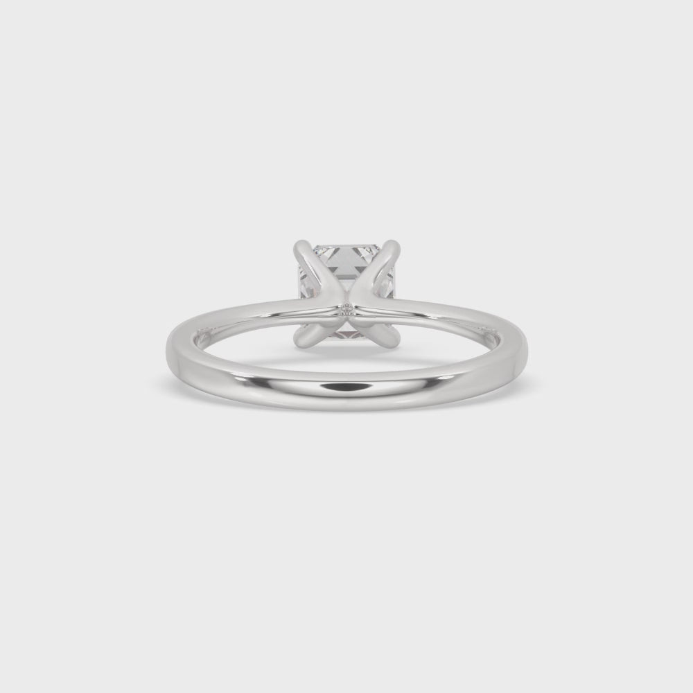 Diamond Solitaire Engagement Ring with Asscher Style