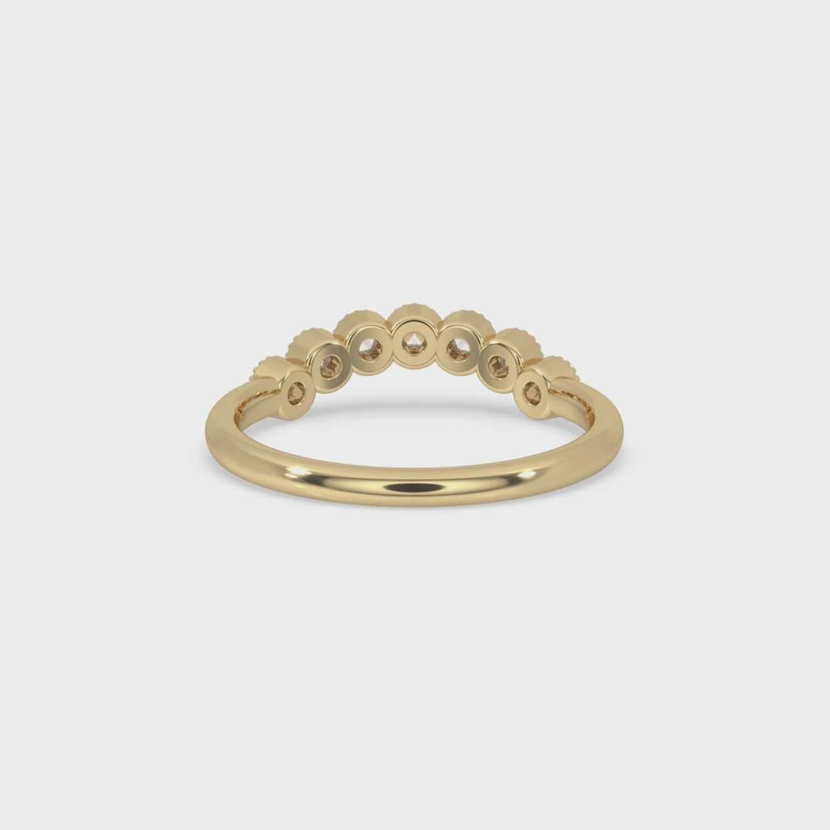 Round Rose Cut Curved Wedding Band