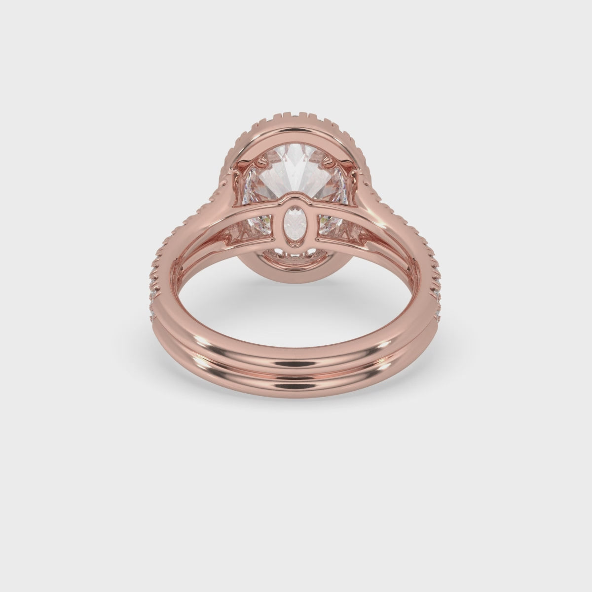 Oval Halo Ring with Split Shank Pave