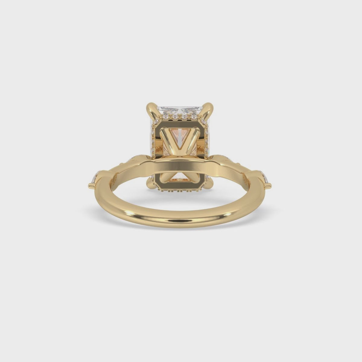Radiant Cut Hidden Halo Engagement Ring