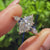 Marquise cut diamond ring with sapphire and tapered ring